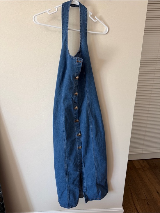 Commense Dresses & Skirts - Commense Denim Button-Front Halter Midi Dress - Classic Blue